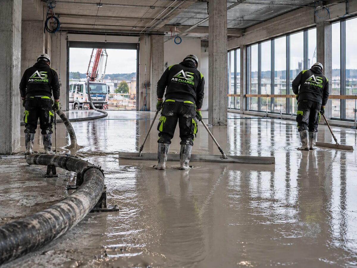 Équipe AS Chapes au travail — plateau de bureaux à Seraing